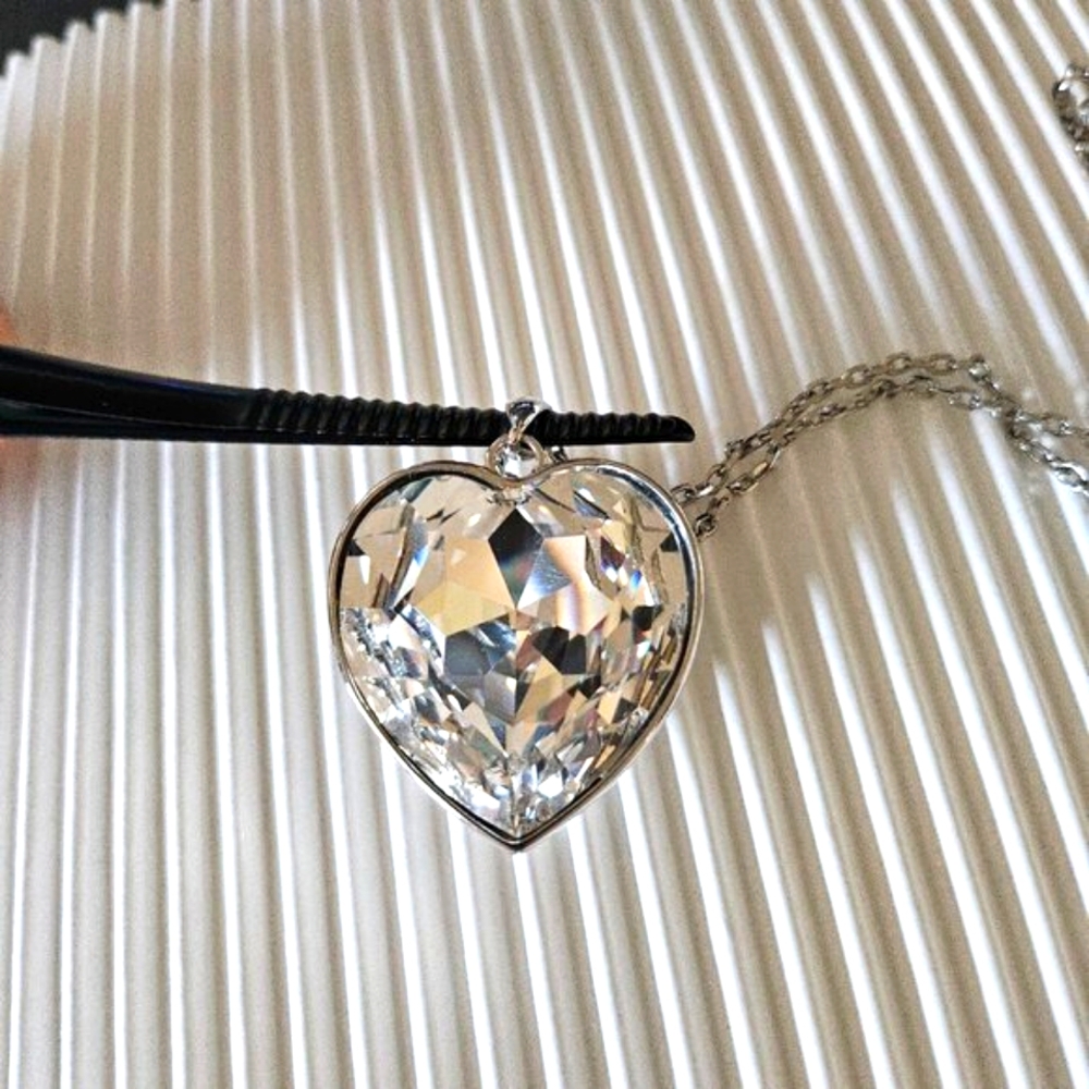 Rare Heart of the ocean Swarovski Heart Crystal Necklace Large 1.3in